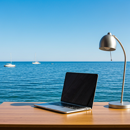 Home office con vista sul mare Mediterraneo